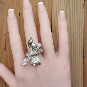 Vintage Spring Street Rhinestone Pave Bow Ring